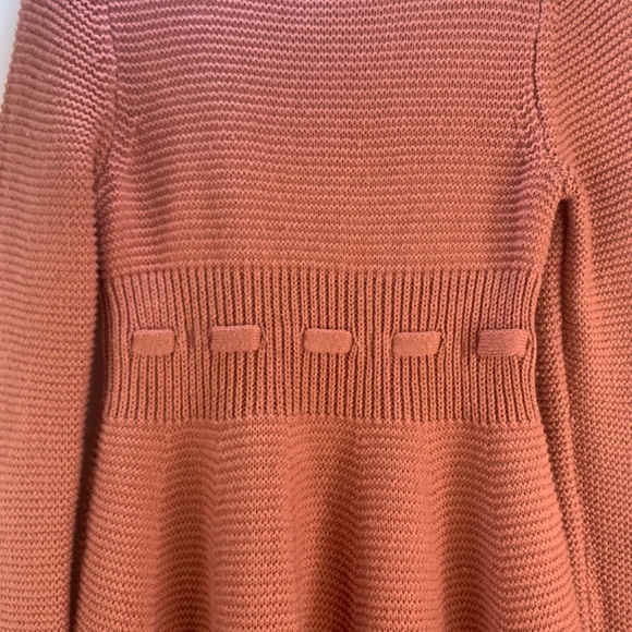 Girls Pink, cottagecore cable knit sweater dress, bow accent, boho balletcore - Picture 6 of 13